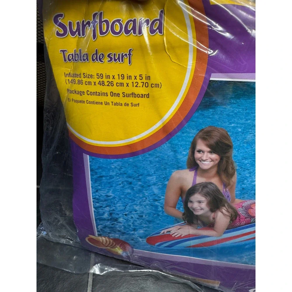 Clearwater Inflatable Surfboard Pool Float Raft 59x19 Blue Red Kmart Y2K Summer